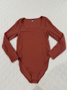 Old Navy Ribbed Square-Neck Bodysuit - Rust